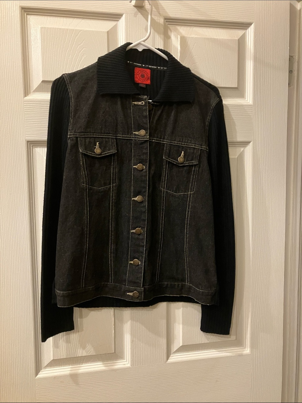 By design Sport Black & Charcoal Mixed-Media Jean Jacket